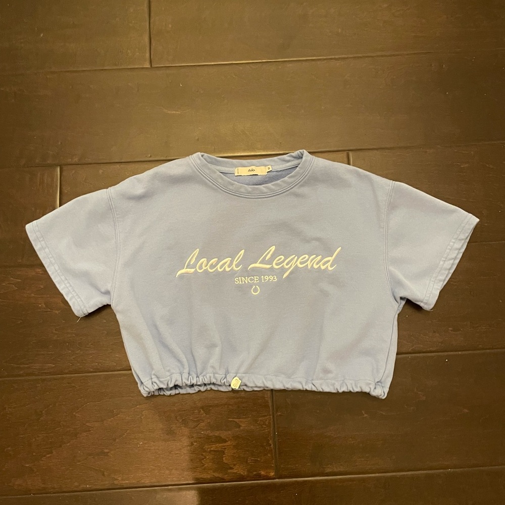 ADIKA CROPPED LIGHT BLUE SHIRT WITH DRAWSTRING
